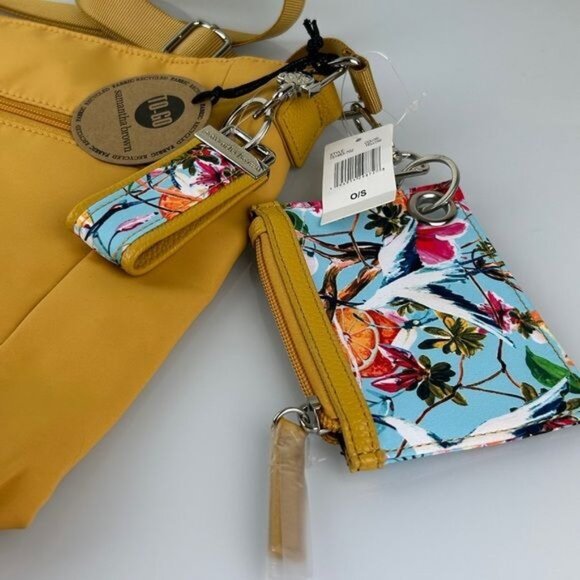 Samantha Brown To-Go Mustard Yellow Crossbody Purse w/ Keychain & Coin Purse NWT - Picture 14 of 16